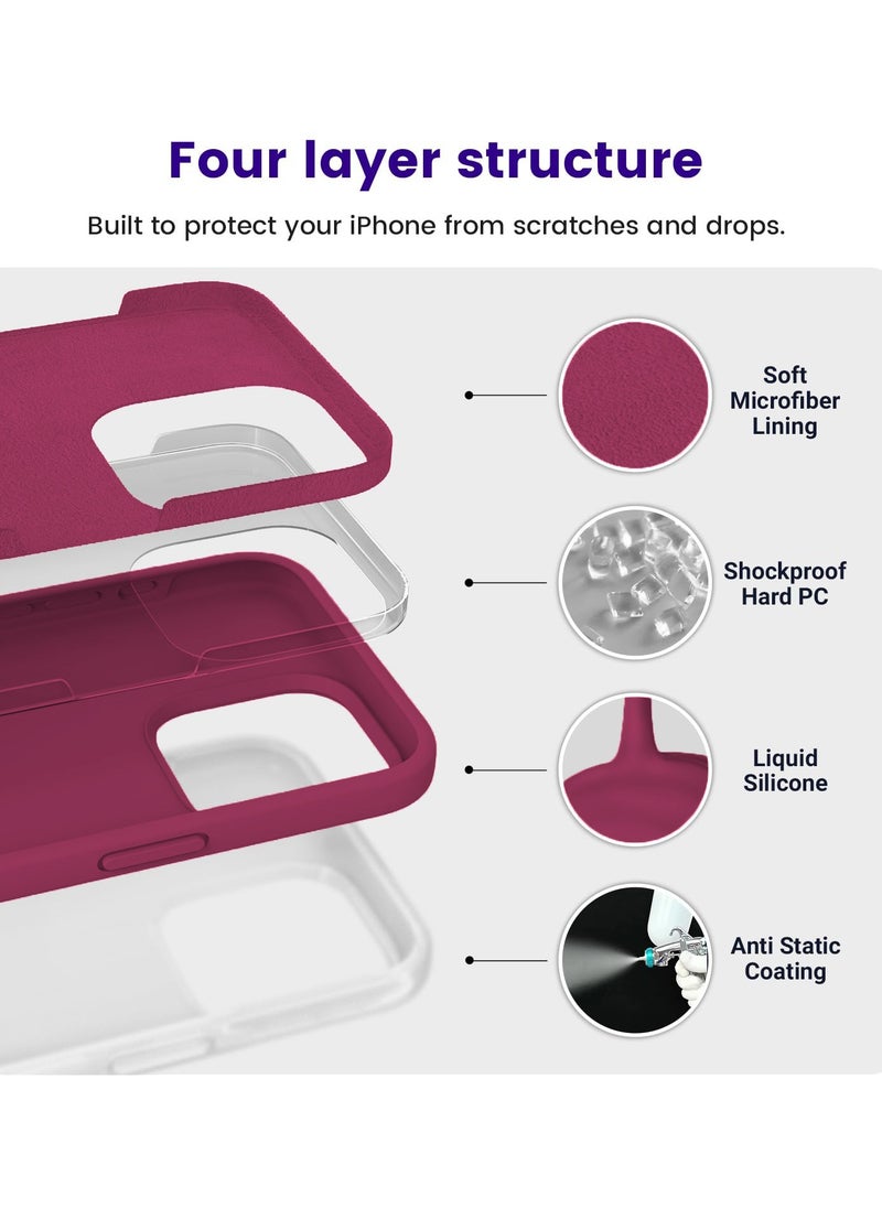 BORTONY iPhone 15 Pro Max Case Liquid Silicone 3 Layers Full Covered Soft Gel Rubber iPhone 15 Pro Max Cover Slim Phone Case with Anti-Scratch Microfiber Lining for Apple iPhone 15 Pro Max 6.7 Inch  - Image 4