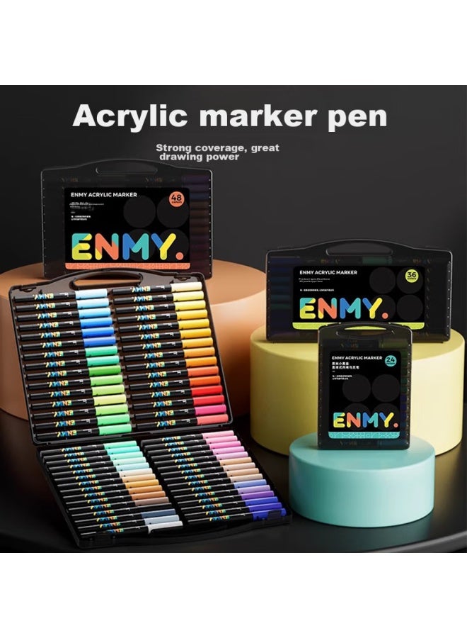 Enmi 24-color Mini Black Box Direct Liquid Acrylic Markers, Soft Tip, For Students' Drawing, Art-specific, Non-transparent, Stackable, Watercolor Pens, Drawing Tools, Birthday Gift, Back-to Gift - Image 2