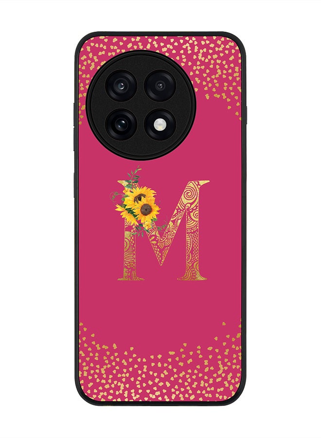 Stylizedd For OnePlus 13R / Ace 5 Pro Case,Slim fit Camera Protection, Shockproof Thin Phone cover  - Custom Floral Monogram - M ( Deep Pink )