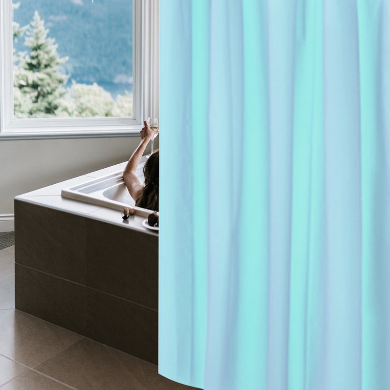 🚽 ستارة حمام مقاومة للماء سميكة مع خطافات ستارة دش حاجبة للضوء لون أزرق منزلي - Image 1