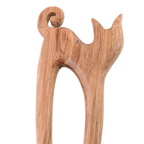 Marycrafts Wooden Handmade Kitty Hair Pin, Hair Fork, Hair Stick, Hair Accessories - Image 3