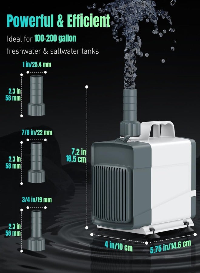 باوفلي مضخة نافورة باوفلاي 1060 جالون/ساعة، مضخة مياه غاطسة 85 واط مع ارتفاع رفع 14.8 قدم و3 فوهات، مضخة نافورة مياه هادئة لأحواض أسماك الزينة والشلالات والبرك والزراعة المائية - Image 4