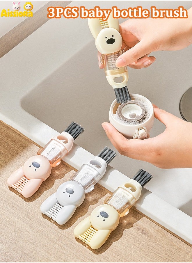 Aissiora 3-piece bottle cleaning brush 4-in-1 cup cleaning brush Multi-function cup lid cleaning brush Gap brush  - Image 1