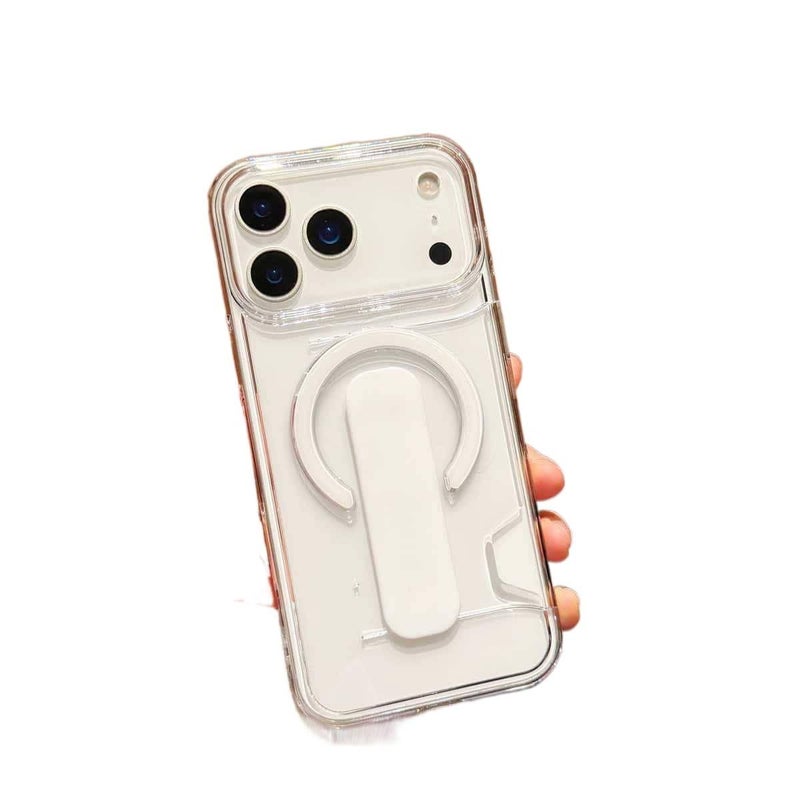 غطاء MagSafe بPC لـ iPhone 17 / 17 Air / 17 Pro / 17 Pro Max مع حامل بطاقات وحماية من السقوط مع مقاوم للصدمات مع حامل قابل للطي مع مغناطيس قوي باللون أبيض مغناطيسي بوظيفة حامل - Image 1