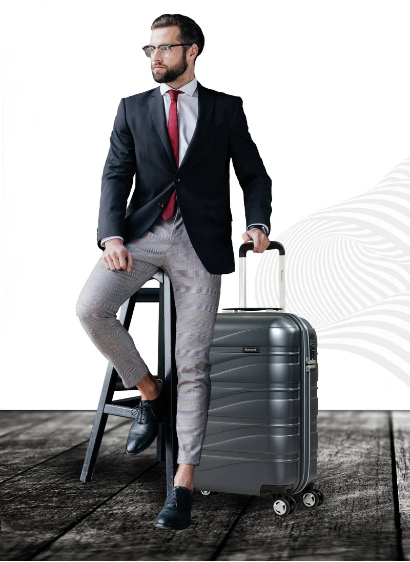 إيمينينت Makrolon Polycarbonate Lightweight Glamorous Hard Case Luggage Trolley 4 Quiet Double Spinner Wheels Suitcase with Tsa Approved Lock KJ95 Carbon Grey