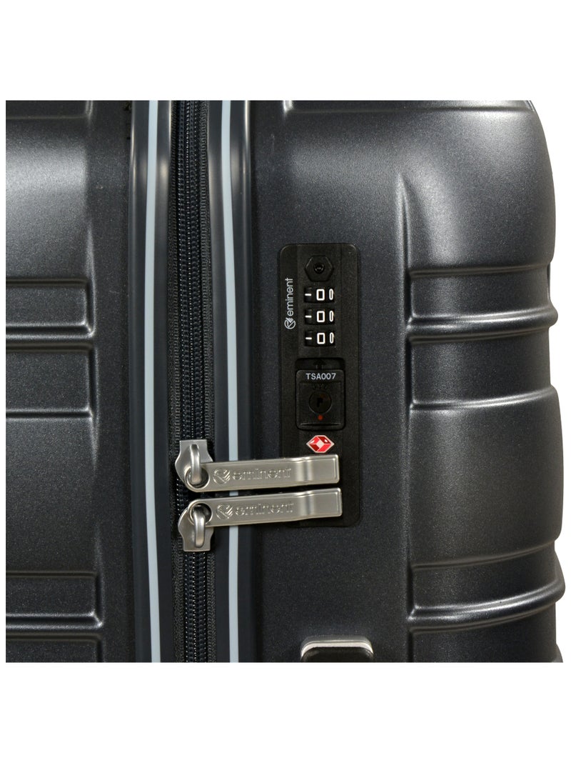 eminent Makrolon Polycarbonate Lightweight Glamorous Hard Case Luggage Trolley 4 Quiet Double Spinner Wheels Suitcase with Tsa Approved Lock KJ95 Carbon Grey  - Image 4