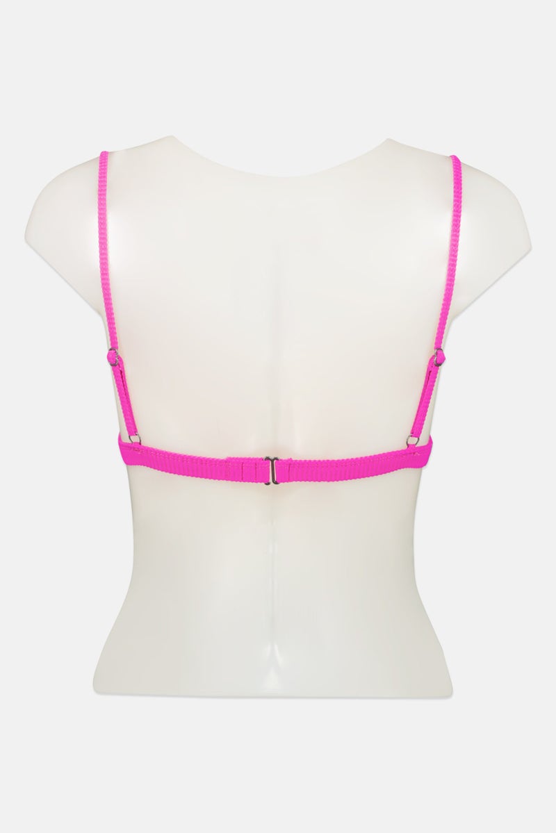 Billabong بلوزة بيكيني مبطنة مخططة للنساء، فوشيا - Image 2