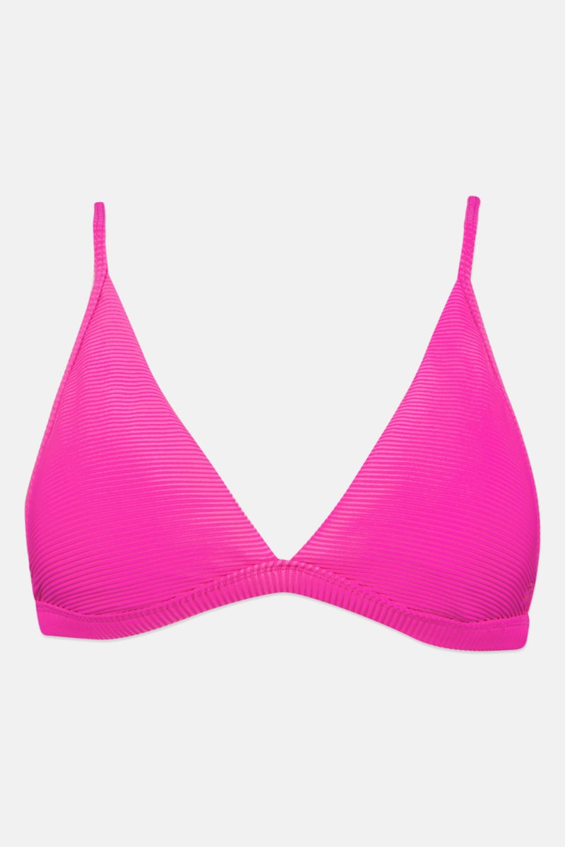 Billabong بلوزة بيكيني مبطنة مخططة للنساء، فوشيا - Image 1