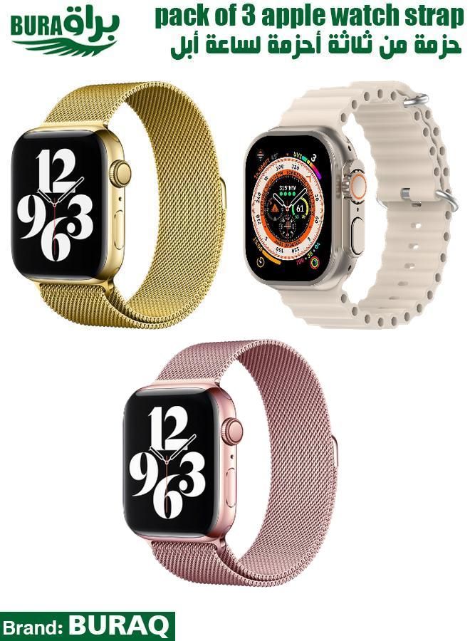 BURAQ Apple Watch Band Strap For Apple Watch Ultra 2/Ultra 49mm, Series 10 46mm, 9/8/7 45mm, SE2/SE/6/5/4 44mm, 3/2/1 42mm 