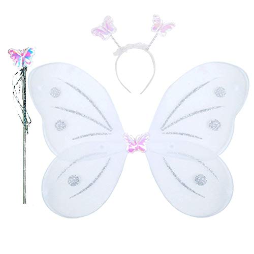 AK ANOLIHK Nylon Fairy Butterfly Wings Costume For Baby Girl (Fba White Wings) - Image 1