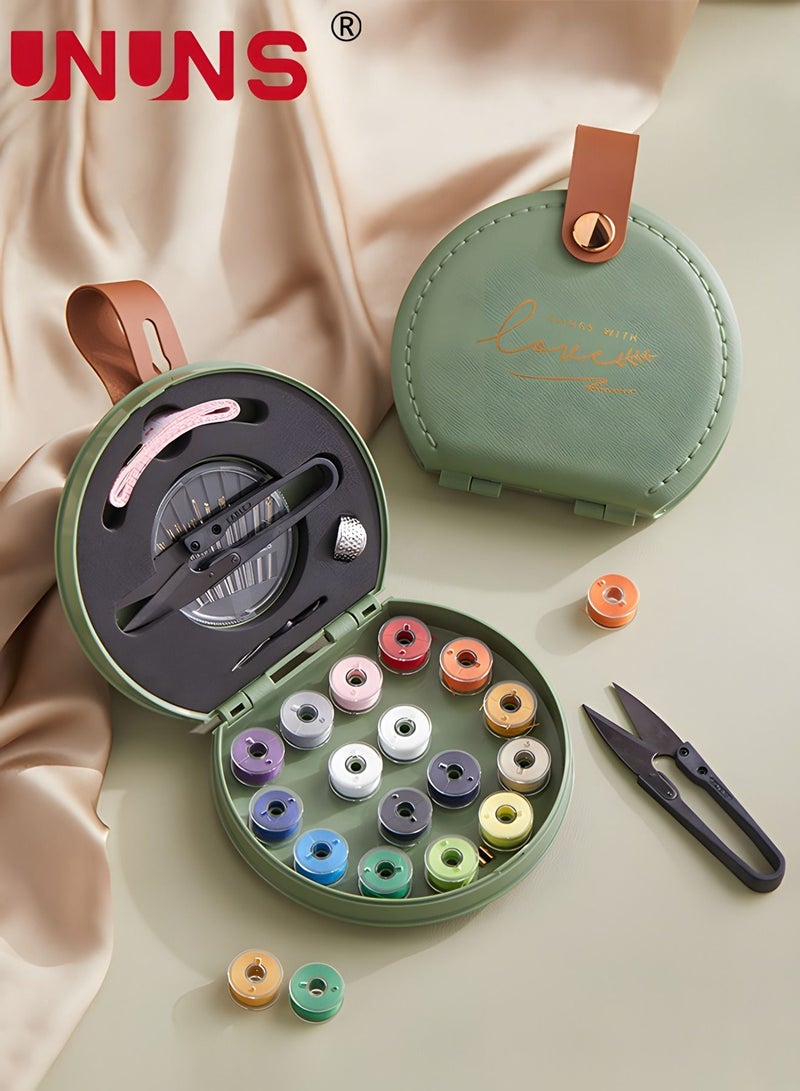 UNUNS Sewing Kit,Portable Sewing Kits Box For Easy Carrying And Storage,Sewing Thread Accessories,Household Sewing Supplies,Suitable For Student,Travel,Home,Green  - Image 1