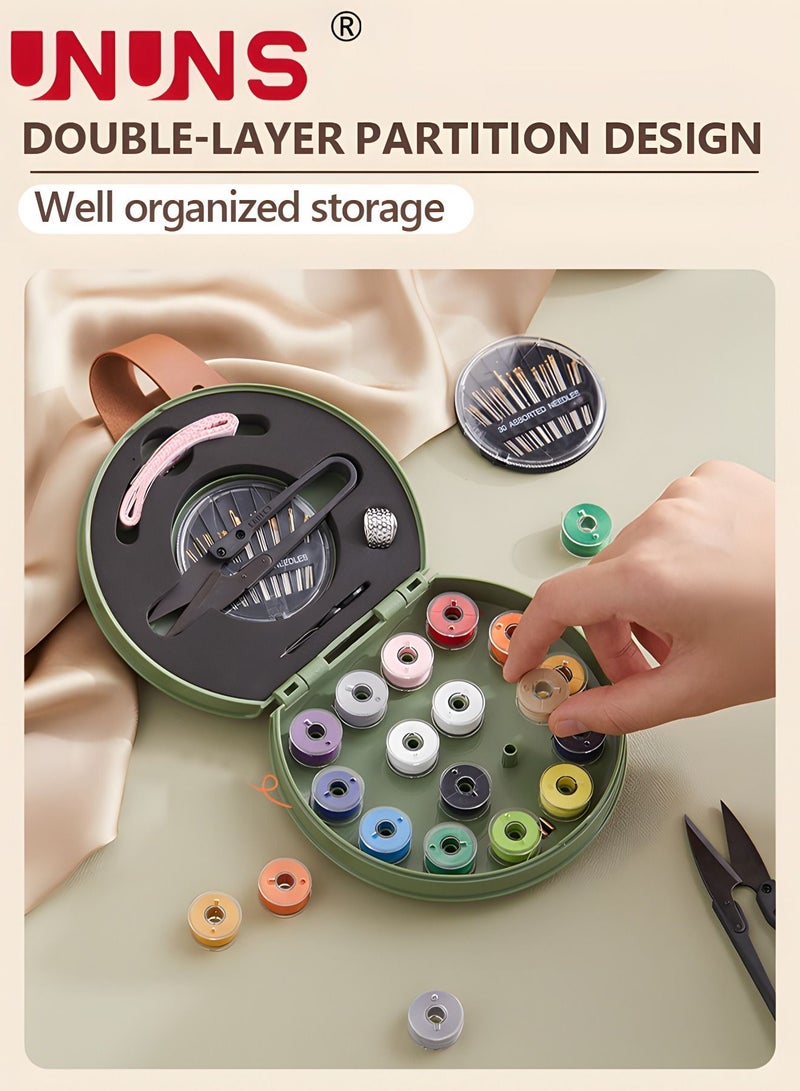 UNUNS Sewing Kit,Portable Sewing Kits Box For Easy Carrying And Storage,Sewing Thread Accessories,Household Sewing Supplies,Suitable For Student,Travel,Home,Green  - Image 2