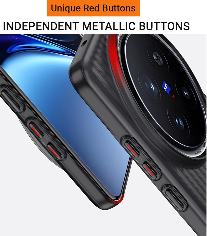 Kapa Matte Wave Grip Back Cover for Vivo X200 5G | Ultra Slim [with Metal Buttons] Frosted Back Case (Grey) - Image 5