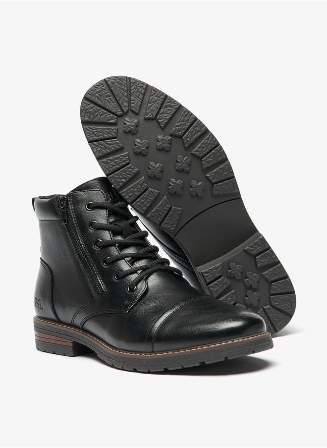 LBL by Shoexpress Men's Textured Chukka Boots with Zip Closure  - Image 4