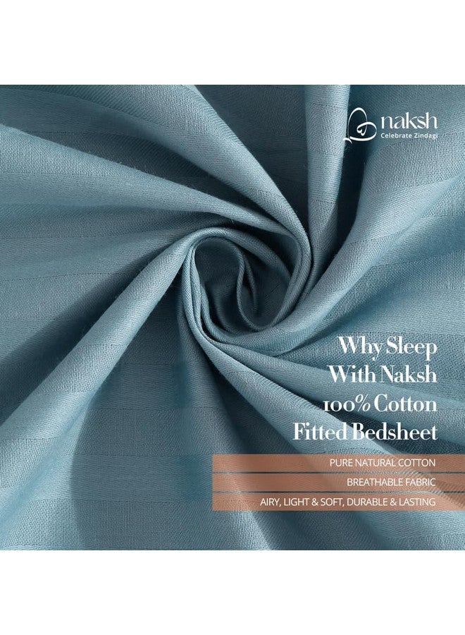 Naksh Single Bedsheet Cotton 210 TC Stripes, Jean Blue | 1 Bedsheet for Single Bed (54 x 90 Inch) and 1 Pillow Cover - Image 2
