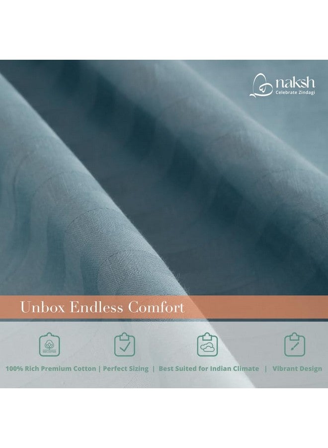 Naksh Single Bedsheet Cotton 210 TC Stripes, Jean Blue | 1 Bedsheet for Single Bed (54 x 90 Inch) and 1 Pillow Cover - Image 3