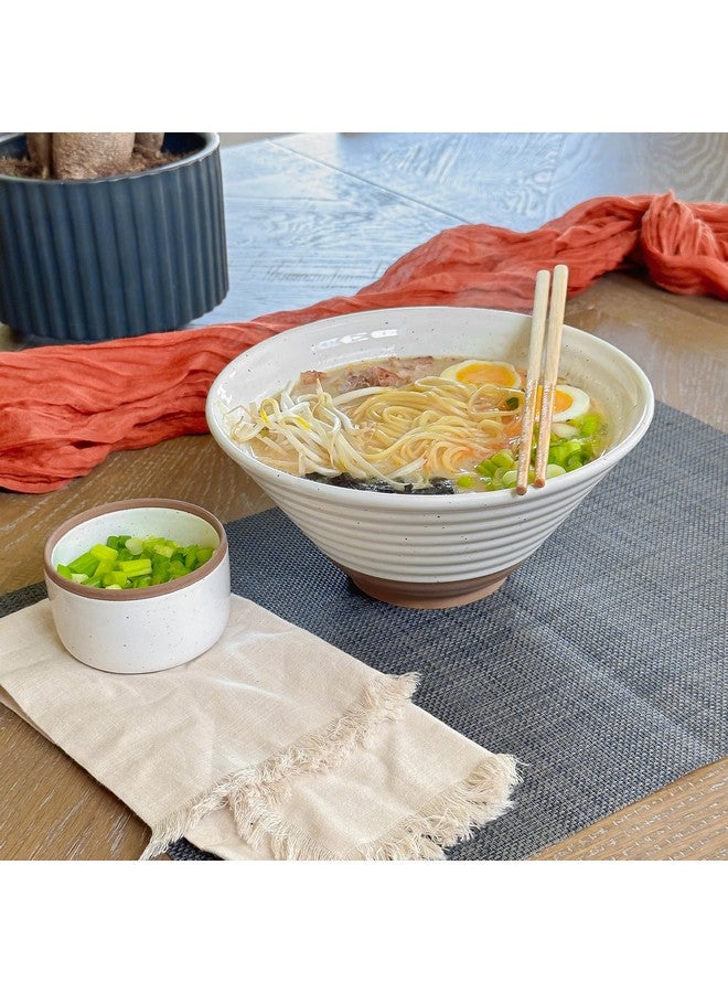Mora Ceramic Ramen Bowl Set of 2, 45oz - Great for Pho, Miso Udon Soup, Instant Noodles, Serving, Thai or Asian Food - Microwave Safe Large Japanese Noodle Bowls, Modern Kitchen - Vanilla White - Image 5