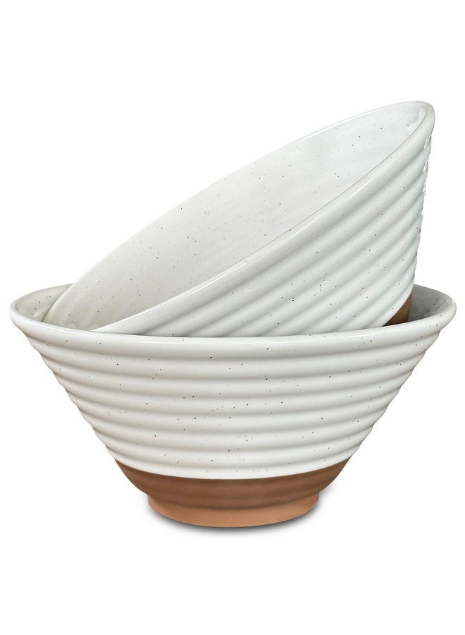 Mora Ceramic Ramen Bowl Set of 2, 45oz - Great for Pho, Miso Udon Soup, Instant Noodles, Serving, Thai or Asian Food - Microwave Safe Large Japanese Noodle Bowls, Modern Kitchen - Vanilla White - Image 1