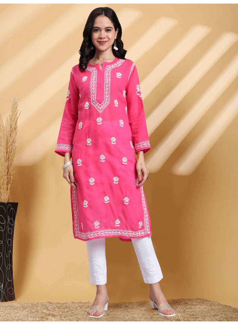 Alaya Hand Embroidered Chikankari Cotton Kurta-AL3999 - Image 1