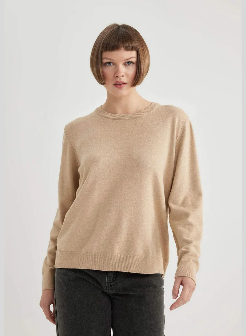 DeFacto Woman Crew Neck Long Sleeve Tricot Pullover