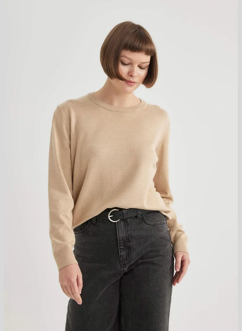 DeFacto Woman Crew Neck Long Sleeve Tricot Pullover