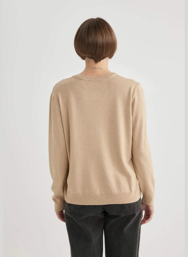 DeFacto Woman Crew Neck Long Sleeve Tricot Pullover