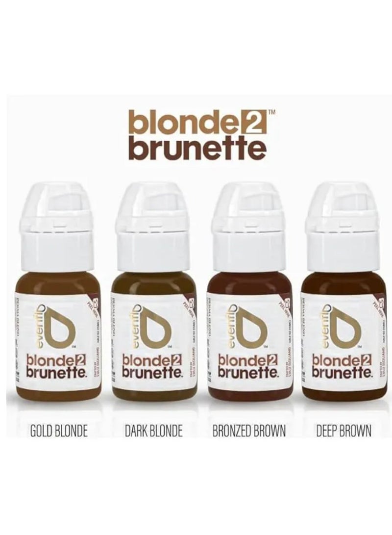 Evenflo Blonde 2 Brunette Eyebrow Pigment Set Premium Spmu Pigment For Natural, Long-Lasting Brow Colors 4pcs 15Ml - Image 2