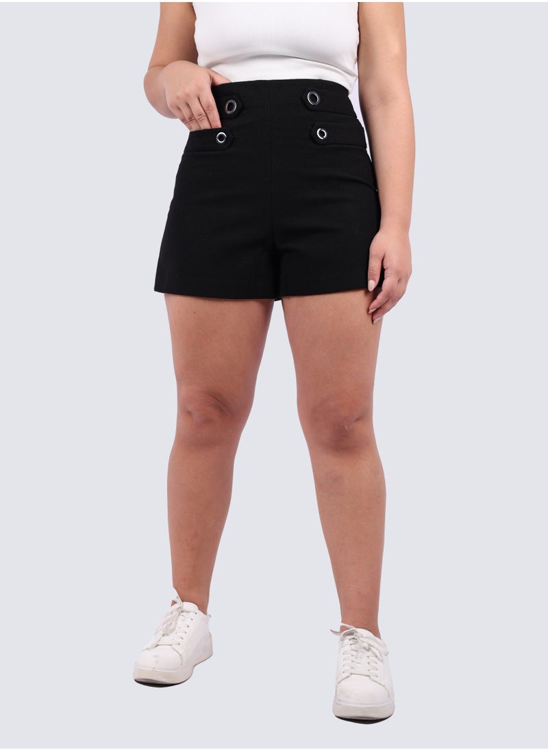 VERO MODA - Women's Bake High Waist Band Shorts in Black - Image 1