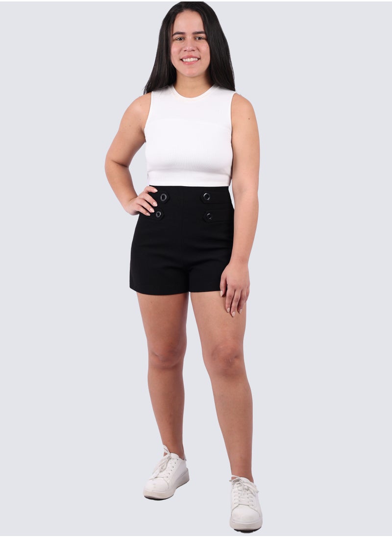 VERO MODA - Women's Bake High Waist Band Shorts in Black - Image 1