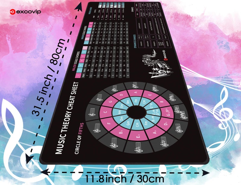 excovip Music Theory Mouse Pad,Extended Mousepad Gaming Large,Mouse Mat with Non-Slip Base and Stitched Edge for Office Work 31.5"x11.8" 0425 - Image 5