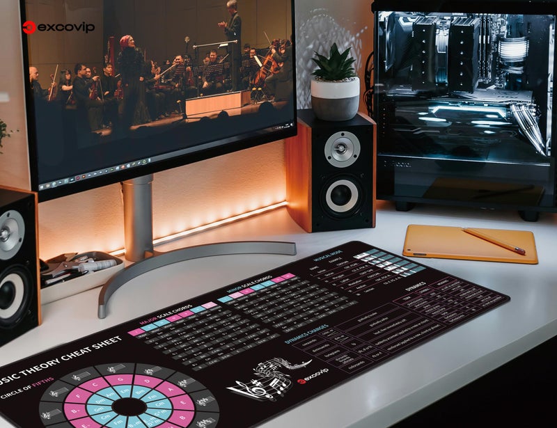excovip Music Theory Mouse Pad,Extended Mousepad Gaming Large,Mouse Mat with Non-Slip Base and Stitched Edge for Office Work 31.5"x11.8" 0425 - Image 2