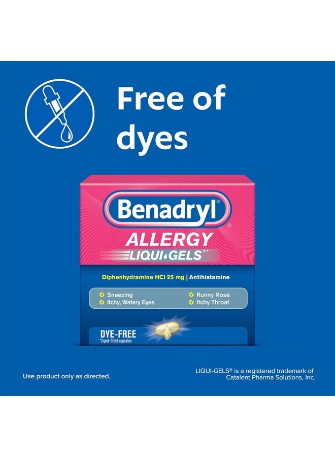 Benadryl دواء مضاد الهيستامين لعلاج الحساسية وأعراض البرد، جيل سائل خالي من الأصباغ مع 25 ملغ من ديفينهيدرامين HCl لأعراض مثل، سيلان الأنف، العطس والمزيد، 48 حبة - Image 3
