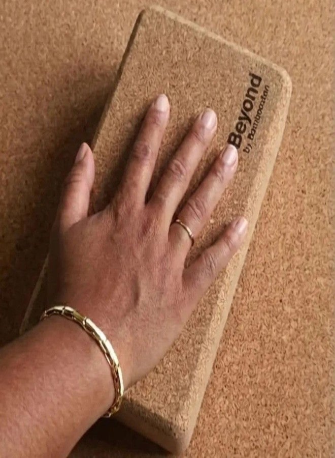 Bamboostan Cork Yoga Brick, Natural Cork, Rectangular Block, 23x13x8 cm - Image 4