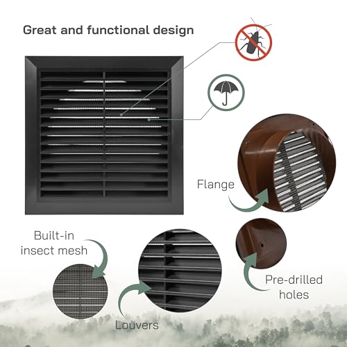 Vent Systems 6" Inch Black Louvered Vent Cover – Durable Plastic Air Exhaust Grille with Flange and Built-In Mesh Screen – Weather-Resistant HVAC Outlet for Bathroom, Kitchen, Garage Ventilation - Image 3