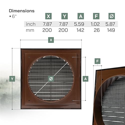 Vent Systems 6" Inch Black Louvered Vent Cover – Durable Plastic Air Exhaust Grille with Flange and Built-In Mesh Screen – Weather-Resistant HVAC Outlet for Bathroom, Kitchen, Garage Ventilation - Image 2
