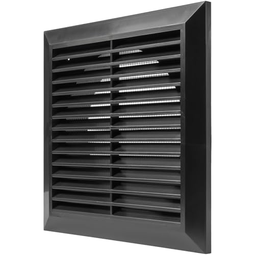 Vent Systems 6" Inch Black Louvered Vent Cover – Durable Plastic Air Exhaust Grille with Flange and Built-In Mesh Screen – Weather-Resistant HVAC Outlet for Bathroom, Kitchen, Garage Ventilation - Image 1