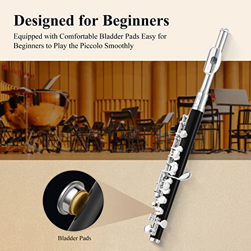 Eastar Piccolo Instrument for Beginners Students, Key of C Flute, Resin, Hard Case, Cleaning Kit, Gloves, 2-Piece, Black, EPC-3S - Image 4