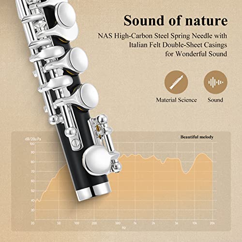 Eastar Piccolo Instrument for Beginners Students, Key of C Flute, Resin, Hard Case, Cleaning Kit, Gloves, 2-Piece, Black, EPC-3S - Image 3