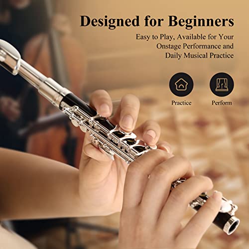 Eastar Piccolo Instrument for Beginners Students, Key of C Flute, Resin, Hard Case, Cleaning Kit, Gloves, 2-Piece, Black, EPC-3S - Image 5