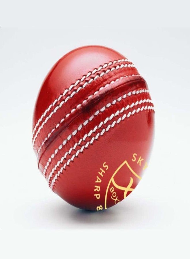 BOXCO Skyline Hand Stiched Four Piece Cricket Leather Ball for T20, One Day and Test Matches (50 Overs) (Red) (Pack of 1) - Image 1
