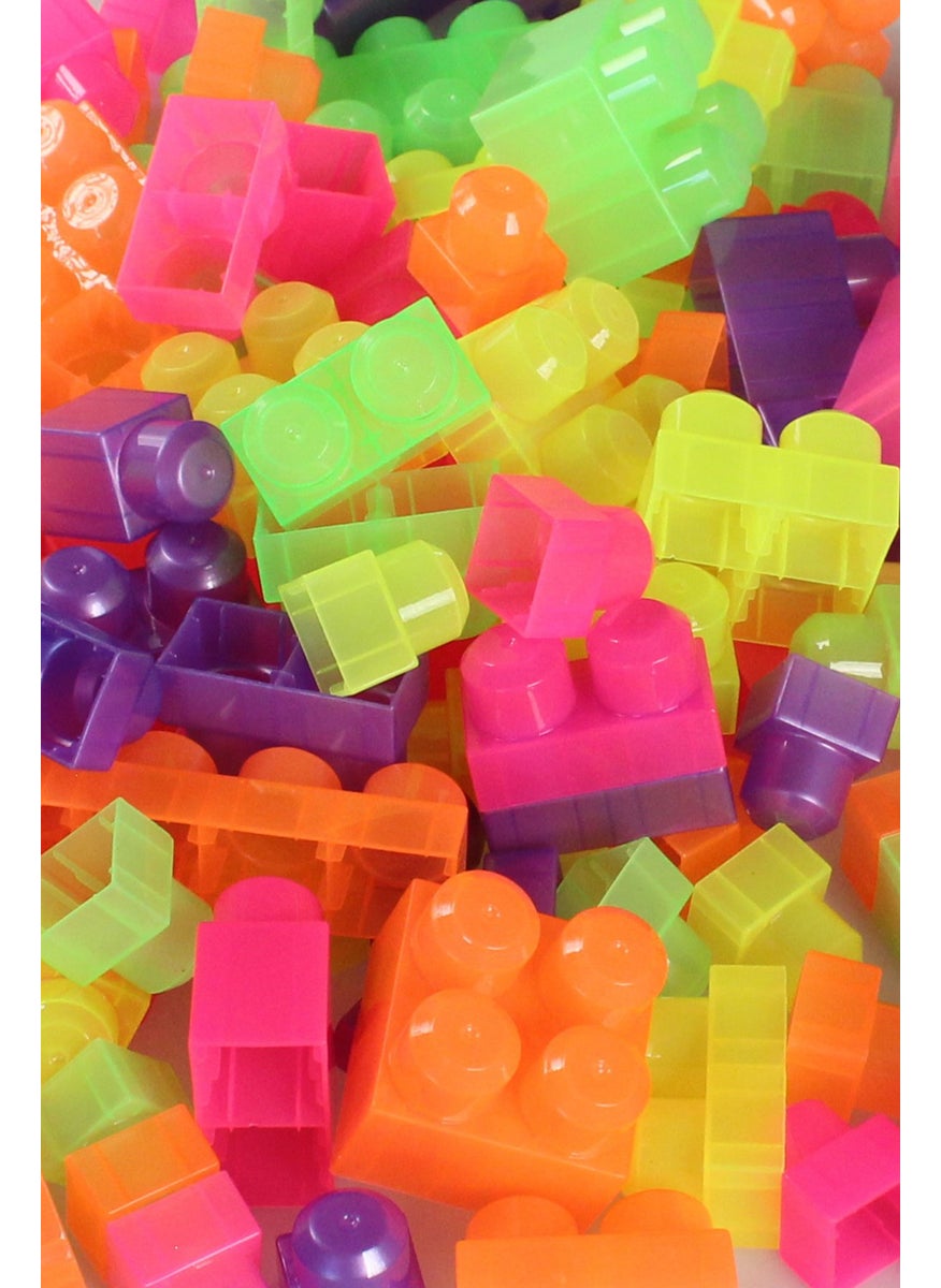 Play Blox - 2939 Neon Colors Mega Block Set 83 Pieces with Pink Bag - Image 1