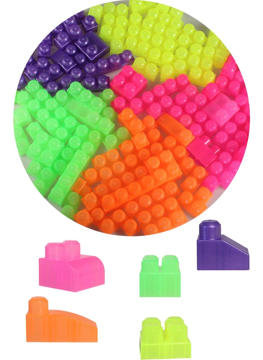 Play Blox - 2939 Neon Colors Mega Block Set 83 Pieces with Pink Bag - Image 1