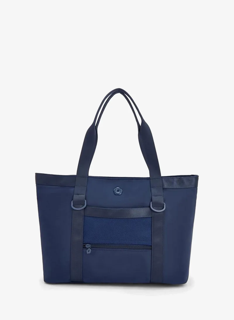 Solid School Tote Bag With Zip Closure - 34x14x26 CM