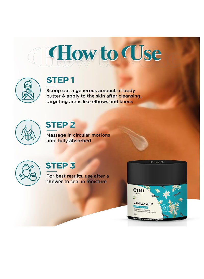 Enn Beauty Vanilla Whip Nourishing Body Butter  48 Hrs Moisturization and Restore Skin Barrier With Vanilla Extract  5% Niacinamide and Almond Oil For Soft and Supple Skin Reduce Fine lines