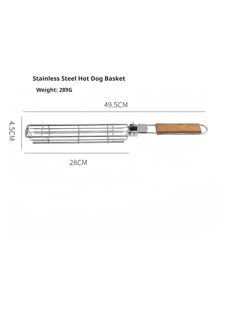 Soofam سلة شواء قابلة للطي مع مقبض - تصميم بسعة كبيرة للشواء في الهواء الطلق - مقبض مقاوم للحرارة - طهي متعدد الاستخدامات - ملحقات شواء من الفولاذ المقاوم للصدأ - Image 2