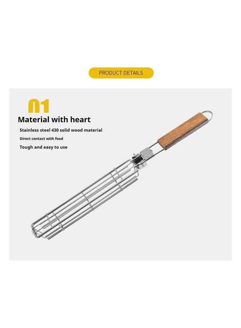 Soofam سلة شواء قابلة للطي مع مقبض - تصميم بسعة كبيرة للشواء في الهواء الطلق - مقبض مقاوم للحرارة - طهي متعدد الاستخدامات - ملحقات شواء من الفولاذ المقاوم للصدأ - Image 4