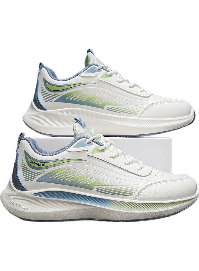 Pull Back Warrior Sports Shoes For Men, Lightweight Running Shoes, Breathable Men'S Shoes, G497C, White/Green (Leather Surface), Size 42 - Image 1