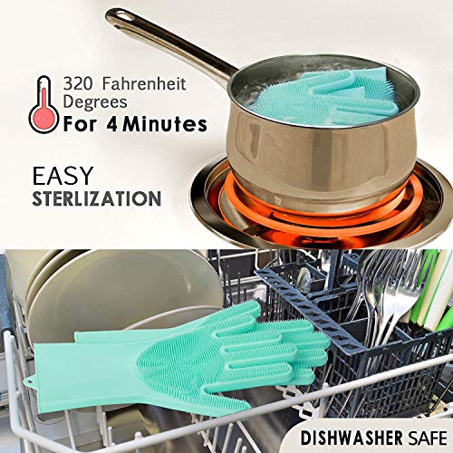 LEOPAX Heavy Duty Silicone Cleaning Hand Gloves, Non-Slip, Dishwashing & Pet Grooming, Magic Latex Gloves for Household Cleaning Great for Protecting Hands in Dishwashing (Multicolor, pack of 1 Pair) - Image 4