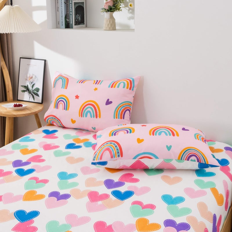 Btargot 5 Piece Blush Rainbow Comforter Set for Girls Boys Kids  Cartoon Suns and Stars Bedding Set  Bed in a Bag with Comforter  Sheets and Pillowcases Twin - Image 4