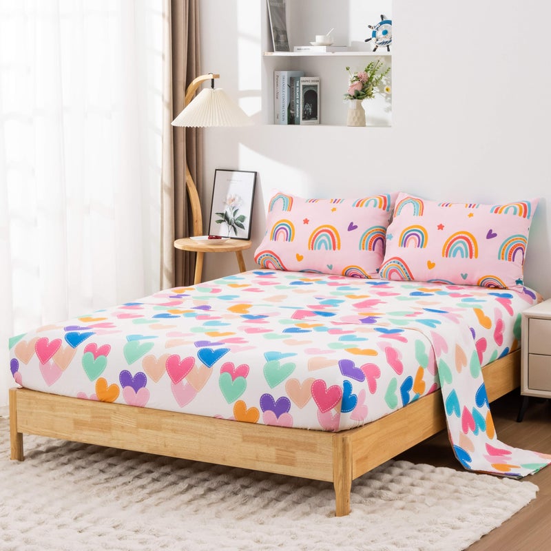 Btargot 5 Piece Blush Rainbow Comforter Set for Girls Boys Kids  Cartoon Suns and Stars Bedding Set  Bed in a Bag with Comforter  Sheets and Pillowcases Twin - Image 2